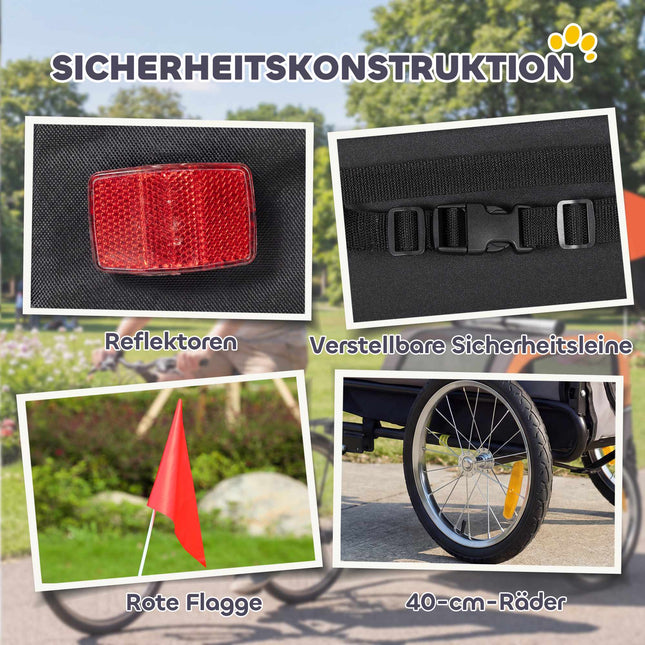Foldable Dog Bike Trailer with Reflectors for Small Dogs