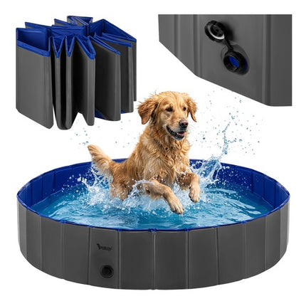 Foldable Dog Pool with Drain Valve, 160x30 cm, 600L