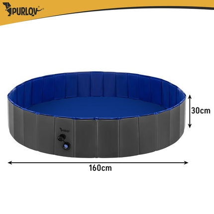 Foldable Dog Pool with Drain Valve, 160x30 cm, 600L