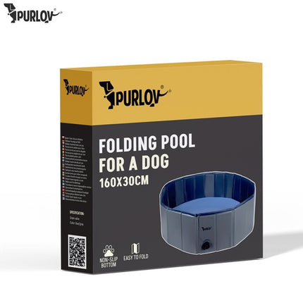 Foldable Dog Pool with Drain Valve, 160x30 cm, 600L