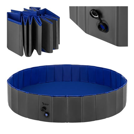 Foldable Dog Pool with Drain Valve, 160x30 cm, 600L