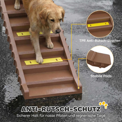 Foldable Dog Ramp with 10 Steps, Non-Slip, 154x40cm, 25kg Capacity