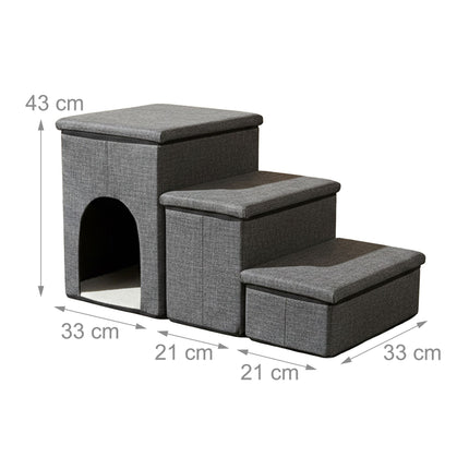 Foldable Dog Stairs, 3 Steps with Storage