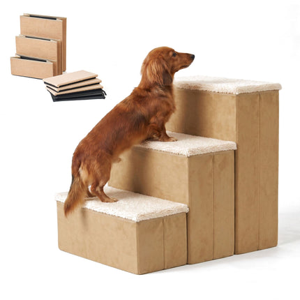 Faltbare Hundetreppe mit Stauraum, Beige, Medium