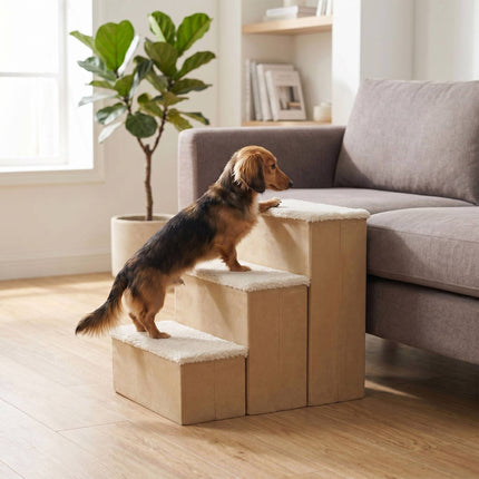 Faltbare Hundetreppe mit Stauraum, Beige, Medium