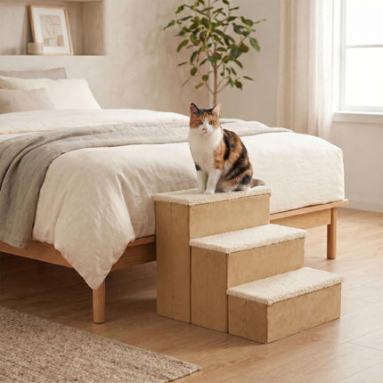 Faltbare Hundetreppe mit Stauraum, Beige, Medium