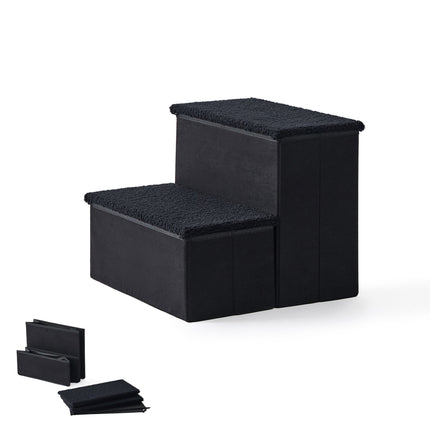 Foldable Dog Steps with Storage – Black, Small