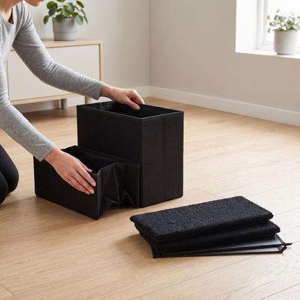 Foldable Dog Steps with Storage – Black, Small