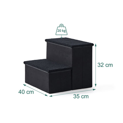 Foldable Dog Steps with Storage – Black, Small