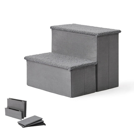 Foldable Dog Steps with Storage – Grey, Small