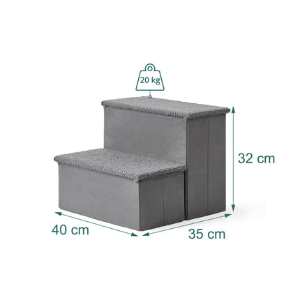 Foldable Dog Steps with Storage – Grey, Small