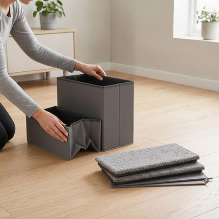 Foldable Dog Steps with Storage – Grey, Small
