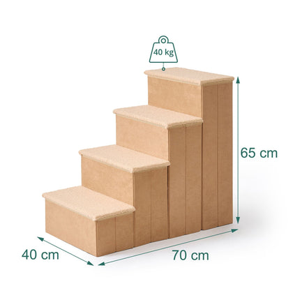 Foldable Dog Steps with Storage, Large, Beige
