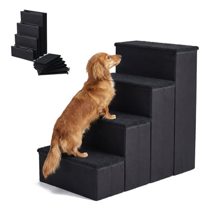 Foldable Dog Steps with Storage, Large, Black