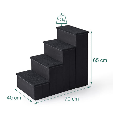 Foldable Dog Steps with Storage, Large, Black