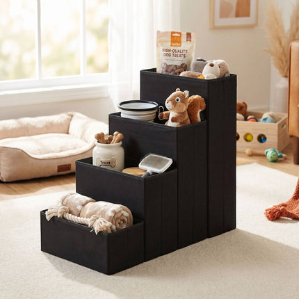 Foldable Dog Steps with Storage, Large, Black