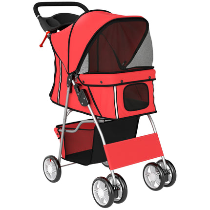 Faltbarer Hundebuggy, Rot, bis 10 kg, Kissen