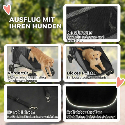 Faltbarer Hundebuggy für große Hunde bis 30kg, Grau