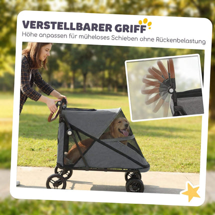 Faltbarer Hundebuggy für große Hunde bis 30kg, Grau