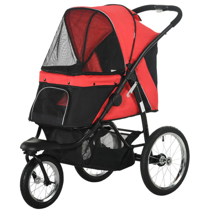 Foldable Dog Stroller with Sunshade, Red, 111x58x107 cm