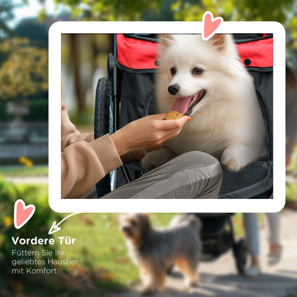 Foldable Dog Stroller with Sunshade, Red, 111x58x107 cm