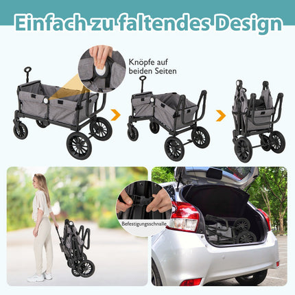 Faltbarer Geschwisterkinderwagen mit verstellbarem Griff, Grau