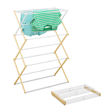 Foldable Drying Rack – Bamboo & Metal, 6 Tiers