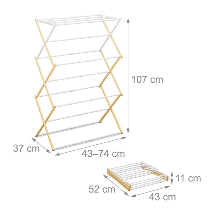 Foldable Drying Rack – Bamboo & Metal, 6 Tiers
