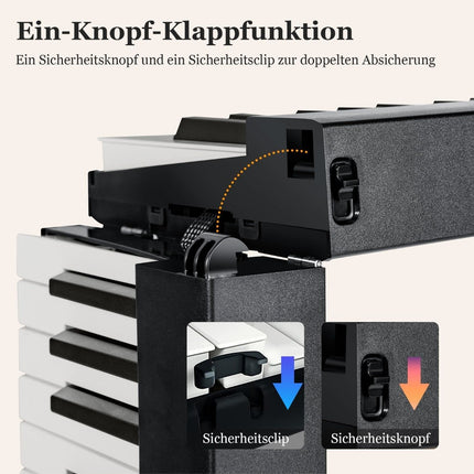 Faltbares E-Keyboard faltbar mit 88 beleuchteten Tasten Digital Keyboard Digitaltastatur Schwarz