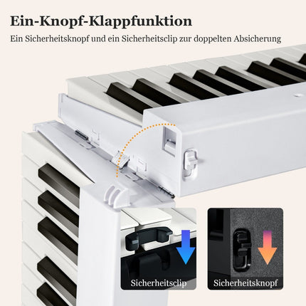Clavier électronique pliable avec 88 touches éclairées, clavier numérique blanc
