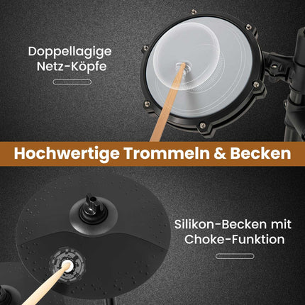 Foldable Electronic Drum Set with Mesh Pads, 225 Sounds