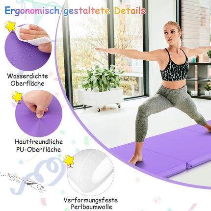 Foldable Exercise Mat, Portable with Handles, 180x60 cm