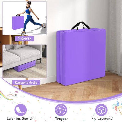 Foldable Exercise Mat, Portable with Handles, 180x60 cm