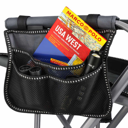 Faltbarer Angelstuhl mit Getränkehalter, 3 Taschen, Tasche