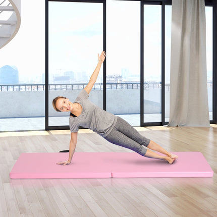 Faltbare Fitnessmatte mit Griffen, 180x60x5 cm, Pink