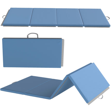 Faltbare Fitnessmatte mit Griffen, 240x120x5 cm, Hellblau