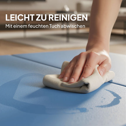 Faltbare Fitnessmatte mit Griffen, 240x120x5 cm, Hellblau