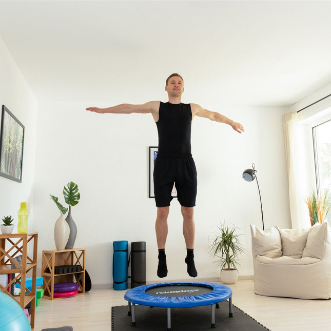 Klappbares Fitness-Trampolin, Blau-Schwarz, Indoor-Trainings-Trampolin Rebounder