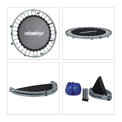 Klappbares Fitness-Trampolin, Blau-Schwarz, Indoor-Trainings-Trampolin Rebounder
