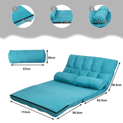Foldable Floor Sofa Bed, 6-Position Adjustable, Blue