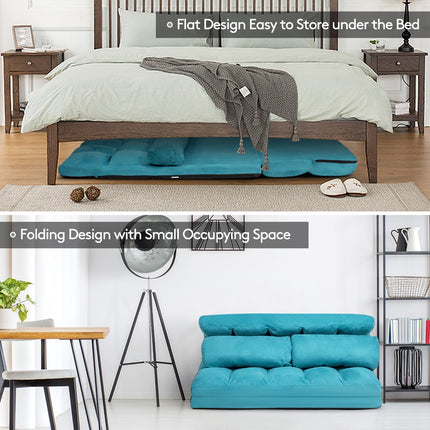 Foldable Floor Sofa Bed, 6-Position Adjustable, Blue