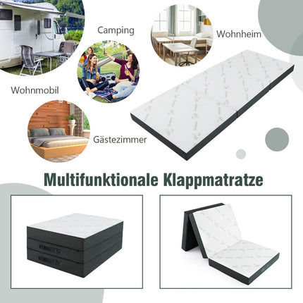 Klappbare Schaumstoffmatratze, 10 cm dick, 193x80 cm, Weiß/Grau