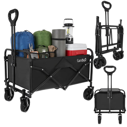 Skládací zahradní vozík, objem 90L, nosnost 100kg, 4 kolečka