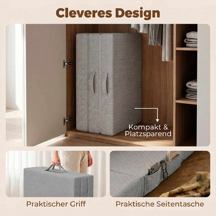 Foldable Gel Foam Mattress 90x200 cm with Washable Cover