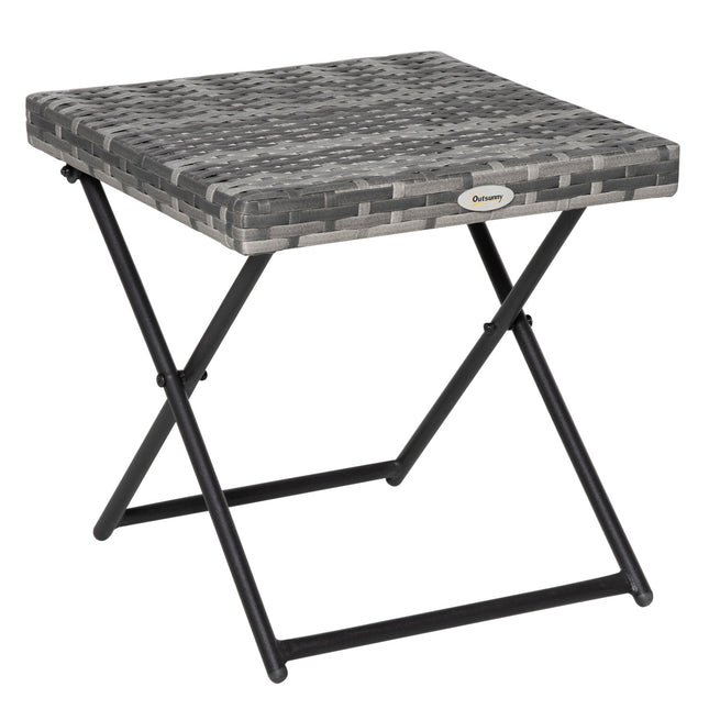 Klappbarer Gartencouchtisch aus grauem Polyrattan, 40x40x40 cm