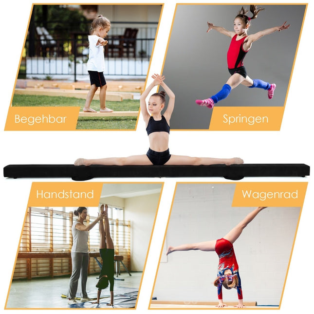 Foldable Gymnastics Balance Beam, 210cm, Non-Slip, Black