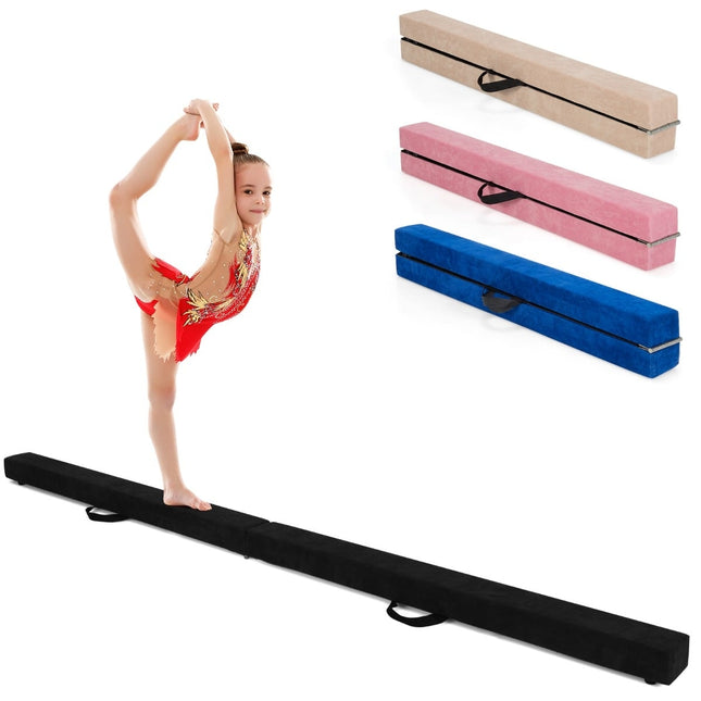 Foldable Gymnastics Balance Beam, 210cm, Non-Slip, Black