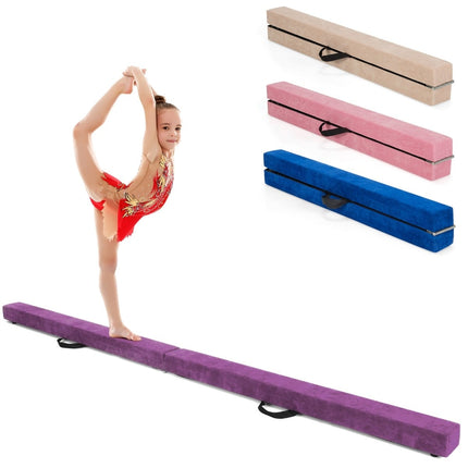 Foldable Gymnastics Balance Beam, 210cm, Non-Slip, Purple
