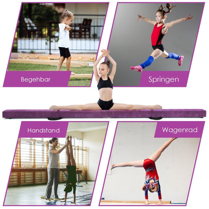 Foldable Gymnastics Balance Beam, 210cm, Non-Slip, Purple