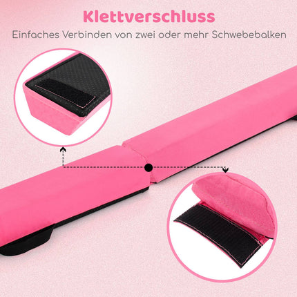 Foldable Gymnastics Balance Beam, 210 cm, Pink, Non-Slip
